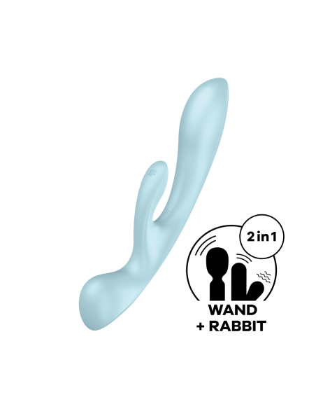 Punto G Rabbit 2 en 1 con estimulador de clítoris y Varita Azul USB Triple Oh Satisfyer - CC597813