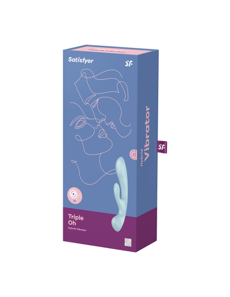 Punto G Rabbit 2 en 1 con estimulador de clítoris y Varita Azul USB Triple Oh Satisfyer - CC597813