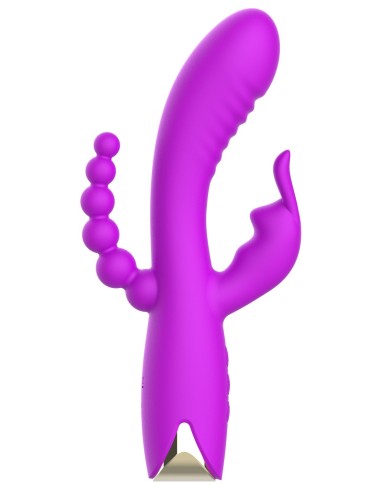 Vibrador USB morado de triple estimulación muy potente - WS-NV062PUR