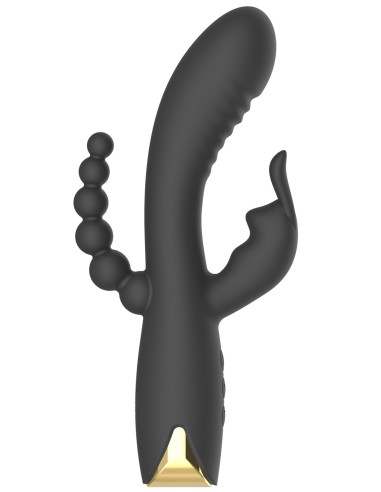 Vibrador USB de triple estimulación negro muy potente - WS-NV062BLK