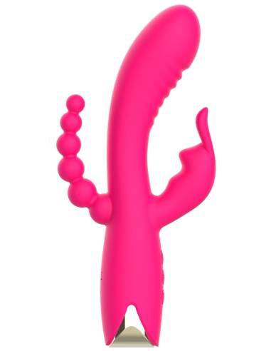 Vibrador USB rosa de triple estimulación muy potente - WS-NV062PNK