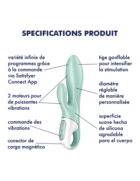 Connected inflating rabbit vibrator, USB Air Pump Bunny 5 Satisfyer - CC597801