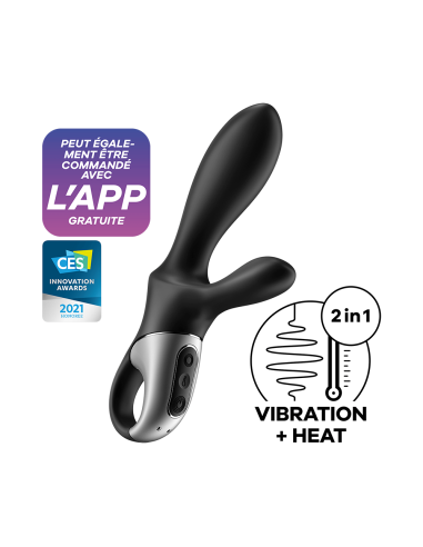 Vibromasseur rabbit noir USB, chauffant et connecté Heat Climax  Satisfyer - CC597791