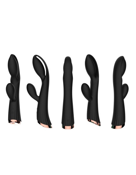 Vibrador negro con estimulador de clítoris LRIS USB - LRISBLACK
