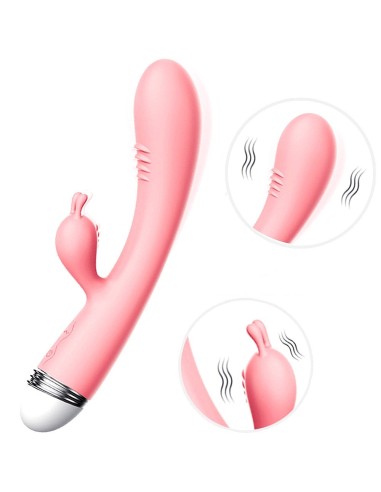 Vintage roze konijnenvibrator 10 snelheden USB - TOZ-053BPNK
