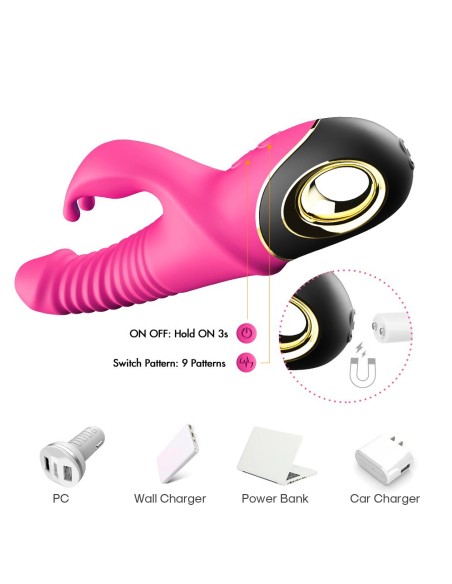 Pink Rabbit Heen en weer vibrator met rotatie - USK-V09PNK