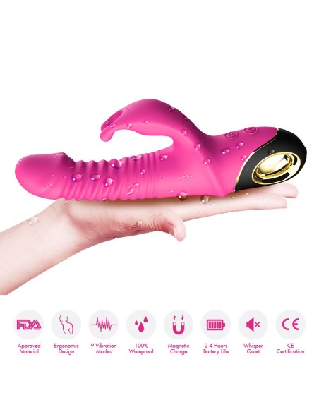 Pink Rabbit Heen en weer vibrator met rotatie - USK-V09PNK