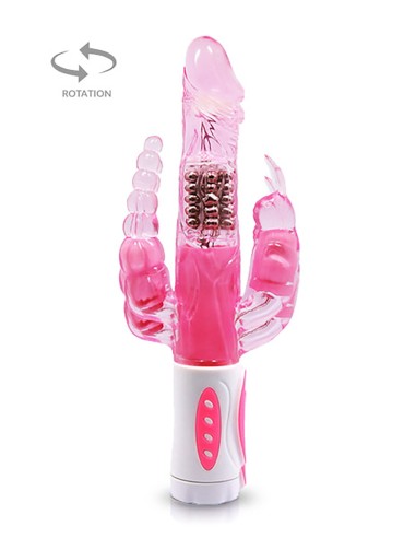 Vibromasseur rabbit rotatif triple stimulation - CC530136