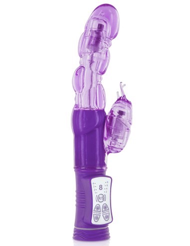 Paarse Rabbit vibrator met roterende kop USB - CC5702020201