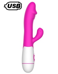 Pink USB rabbit vibrator with glans 30 programs - CR-VA001PNKR