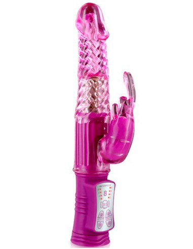 Vibrador conejo rosa resistente al agua con cuentas giratorias - CC5160620050