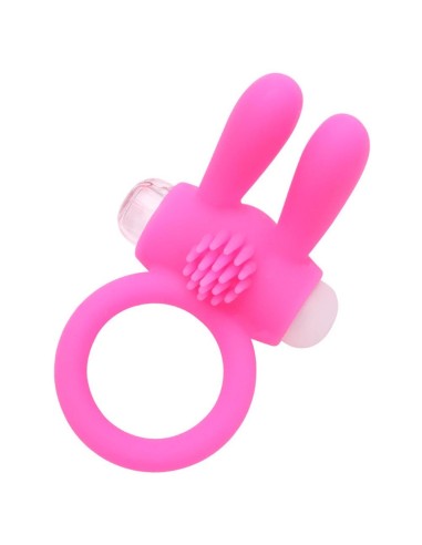 Pink silicone vibrating ring with rabbit ears - COR-003PNK