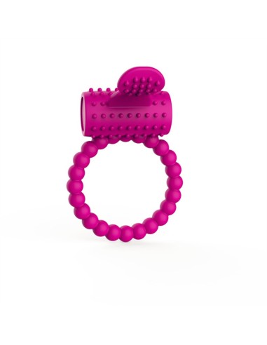 Anillo vibratorio de silicona fucsia con lengüeta picot - COR-018PNK