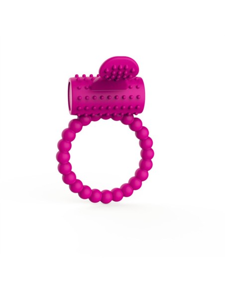 Anillo vibratorio de silicona fucsia con lengüeta picot - COR-018PNK