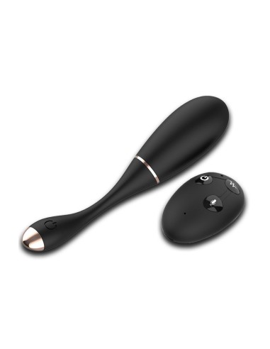 Black USB remote controlled vibrating egg with LOLA-S voice control option - WS-NV030