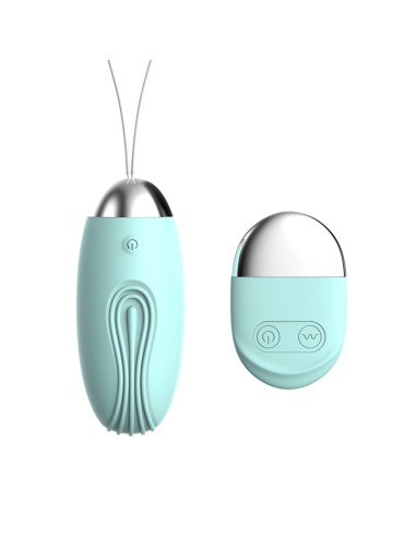 USB turquoise grooved vibrating egg with remote control - TOD-008TUR