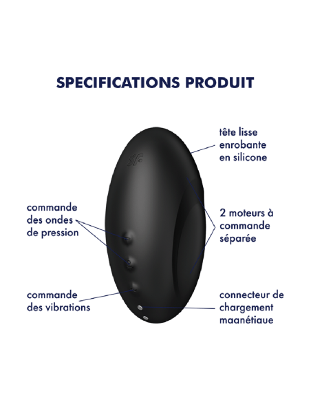 Estimulador de clítoris por aire pulsado y vibración negro USB Vulva Lover 3 Satisfyer - CC597827