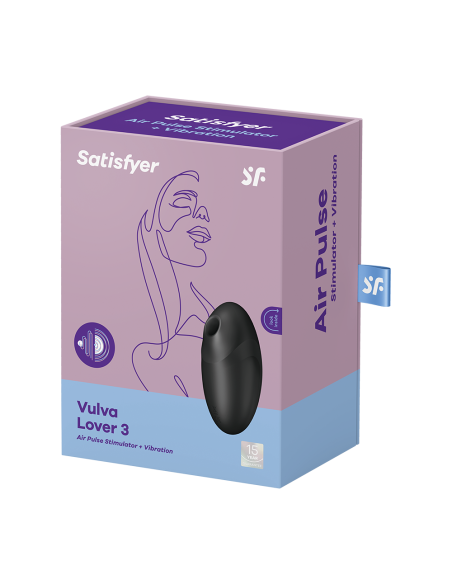 Estimulador de clítoris por aire pulsado y vibración negro USB Vulva Lover 3 Satisfyer - CC597827