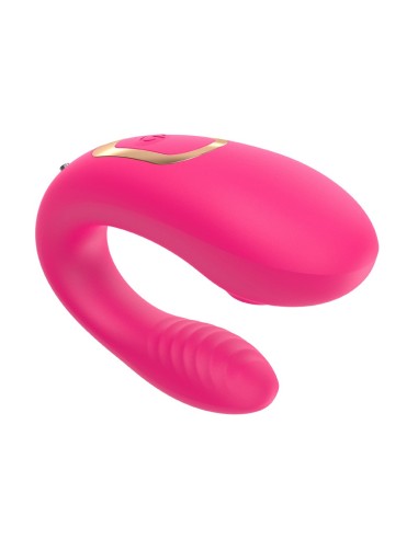 Vibrador de pareja USB rosa con 2 motores para estimulación del Punto G y del clítoris con mando a distancia - TOD-062PNK