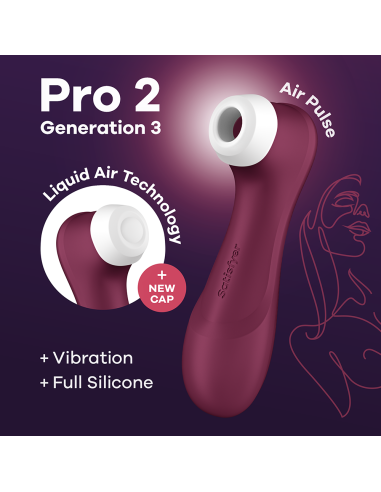 Clitorisstimulator 2 tips met Liquid Air Pro 2 Generatie 3 technologie rood USB Satisfyer - CC597814