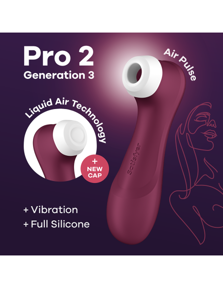 Clitorisstimulator 2 tips met Liquid Air Pro 2 Generatie 3 technologie rood USB Satisfyer - CC597814