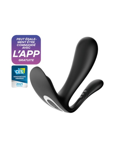 Vibradores 3 en 1 y estimulador de clítoris negro conectados Top Secret Satisfyer - CC597754