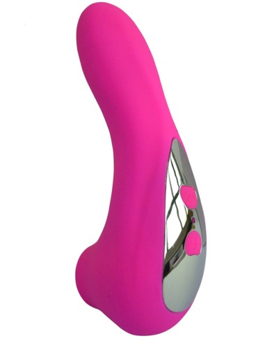 Pink vibrator with 20 vibration programs and clitoral stimulation with USB pin membrane - CR-CAV013