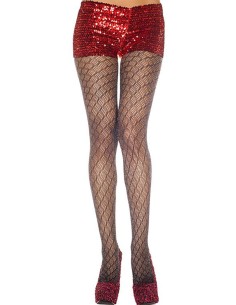Zwarte nylon panty met geometrische patronen - MH50419BLK