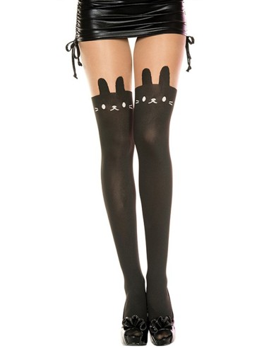 Fancy opaque black rabbit head nylon tights - MH7166BBL