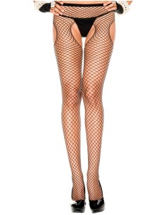 Black fishnet tights cut out on the hips and crotch - MH907BLK