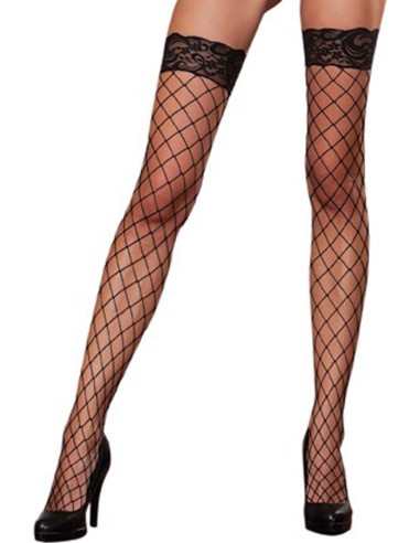 Zelfbevestigende zwarte mesh kousen - DG0115BLK