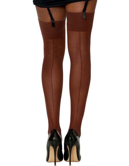Nylon kousen met koffiekleurige jarretels - DG0007ESP