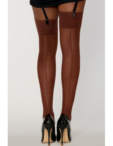 Nylon kousen met koffiekleurige jarretels - DG0007ESP