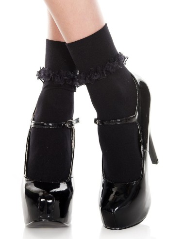 Black socks with lace ruffle - MH513BLK