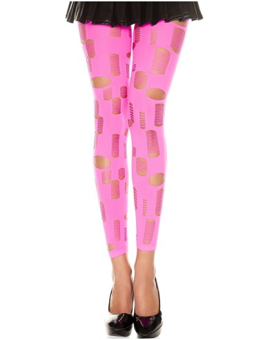 Neon pink openwork leggings with small and large holes - MH35472NEP