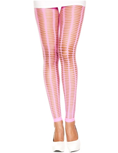 Neon pink tight-fitting leggings with small holes - MH35442NEP