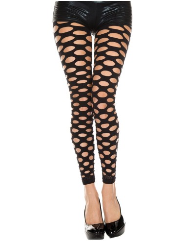 Sexy zwarte legging met opengewerkte scheuren en effect - MH35158BLK