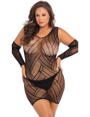 Vestido Talla Grande con Manoplas - REN7085XBLK