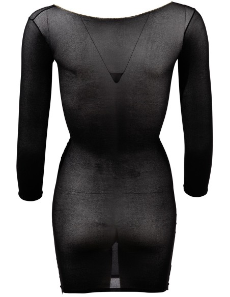 Robe en résille noire transparente, manches longues - R27138101101