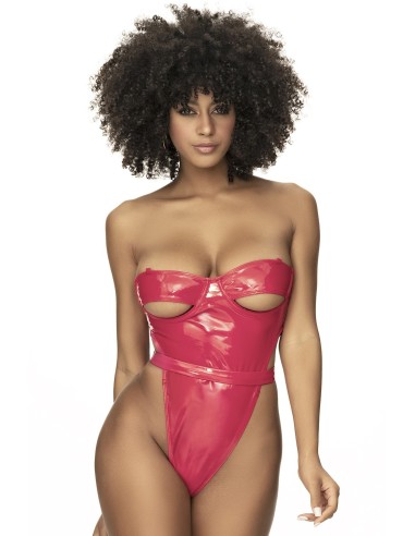 Glitter Red Vinyl Bodysuit - MAL2742RED