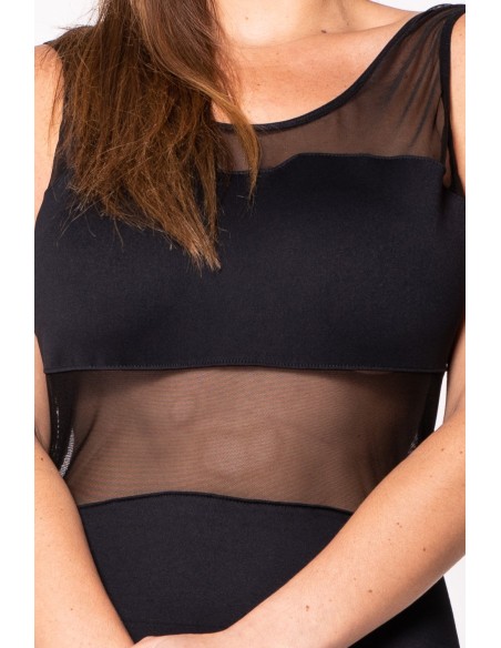 Sensueel en chic jurkje met zwarte transparante mesh - LDP1