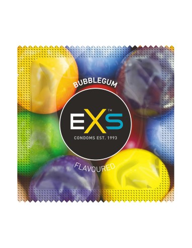 Condoms x2 lubricated in bubble gum flavored latex 54mm - EXS400GUM