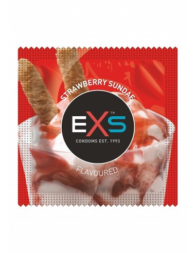 Condoms x2 lubricated in latex Sunday strawberry flavor 54mm - EXS400FRAISE