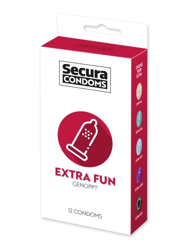 Lubricated condoms with latex nubs x12 with Extra Fun reservoir 53 mm - R416525