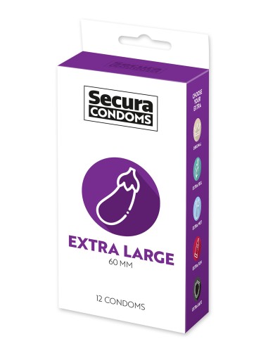 Preservativos de látex lubricados x12 con depósito Extra Grande 60 mm - R416550