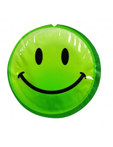 Préservatif lubrifié en latex smiley x 1 couleur aléatoire 54mm - 100EXSS