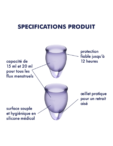 2 Satisfyer Light Violet menstrual cups FEEL CONFIDENT - CC597821