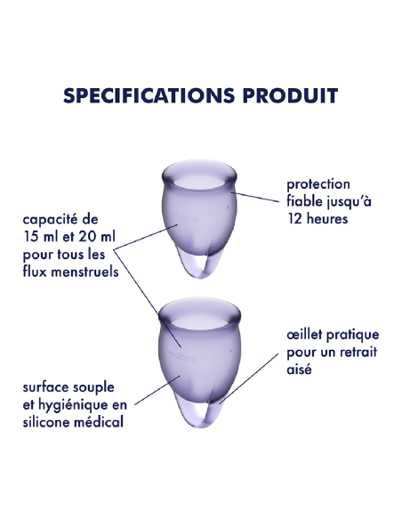 2 Satisfyer Light Violet menstrual cups FEEL CONFIDENT - CC597821