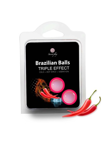 2 Brazilian massage balls triple effect cold, hot and vibration - BZ3699