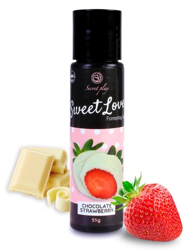 2 in 1 Massage gel and lubricant strawberry white chocolate 100% edible - SP6720